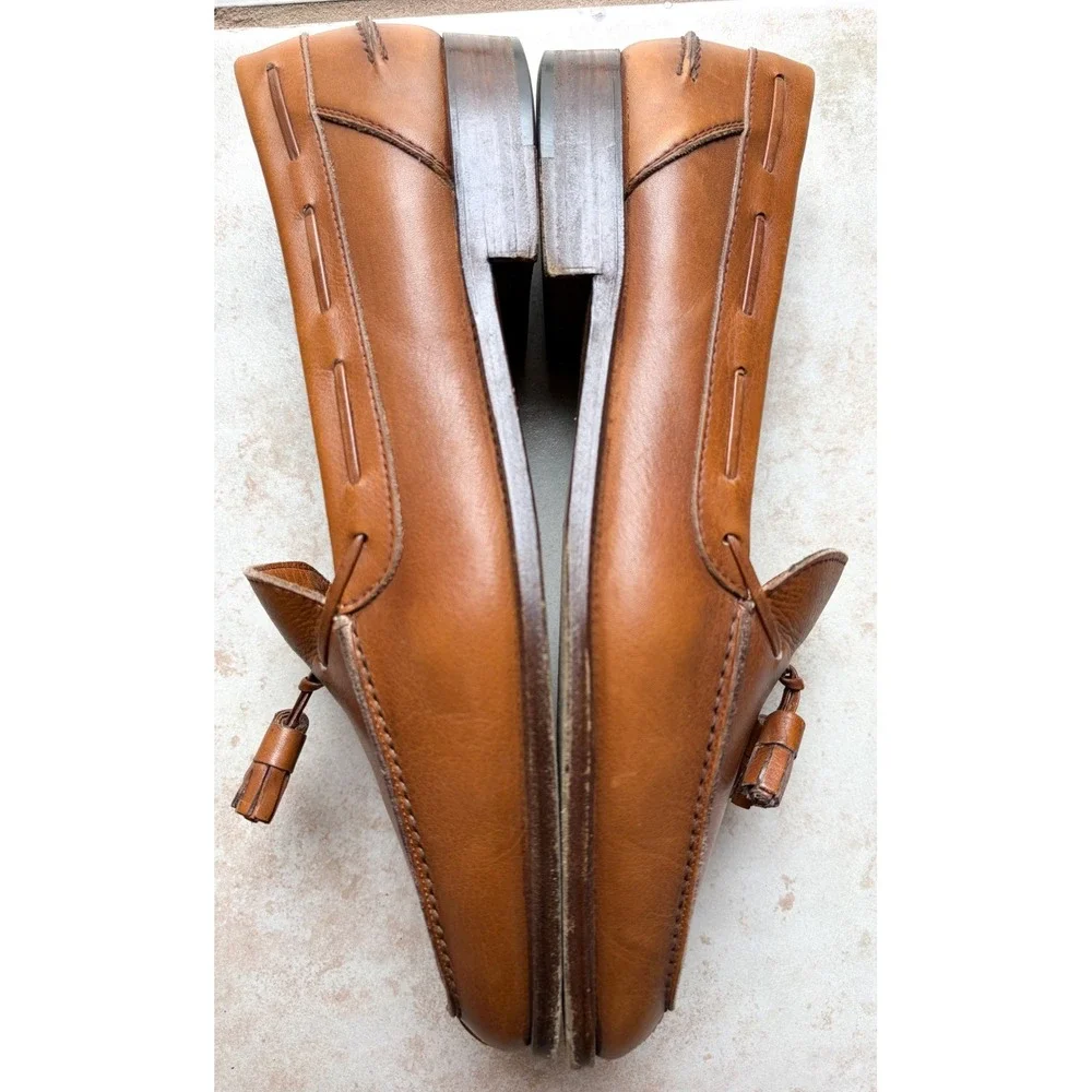 David & Joan Couture Mens Tan Leather Tassel Loafers Size 10.5 Dress Shoes